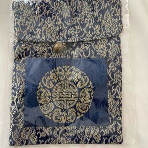 Elegant Blue and Gold Brocade Pouch